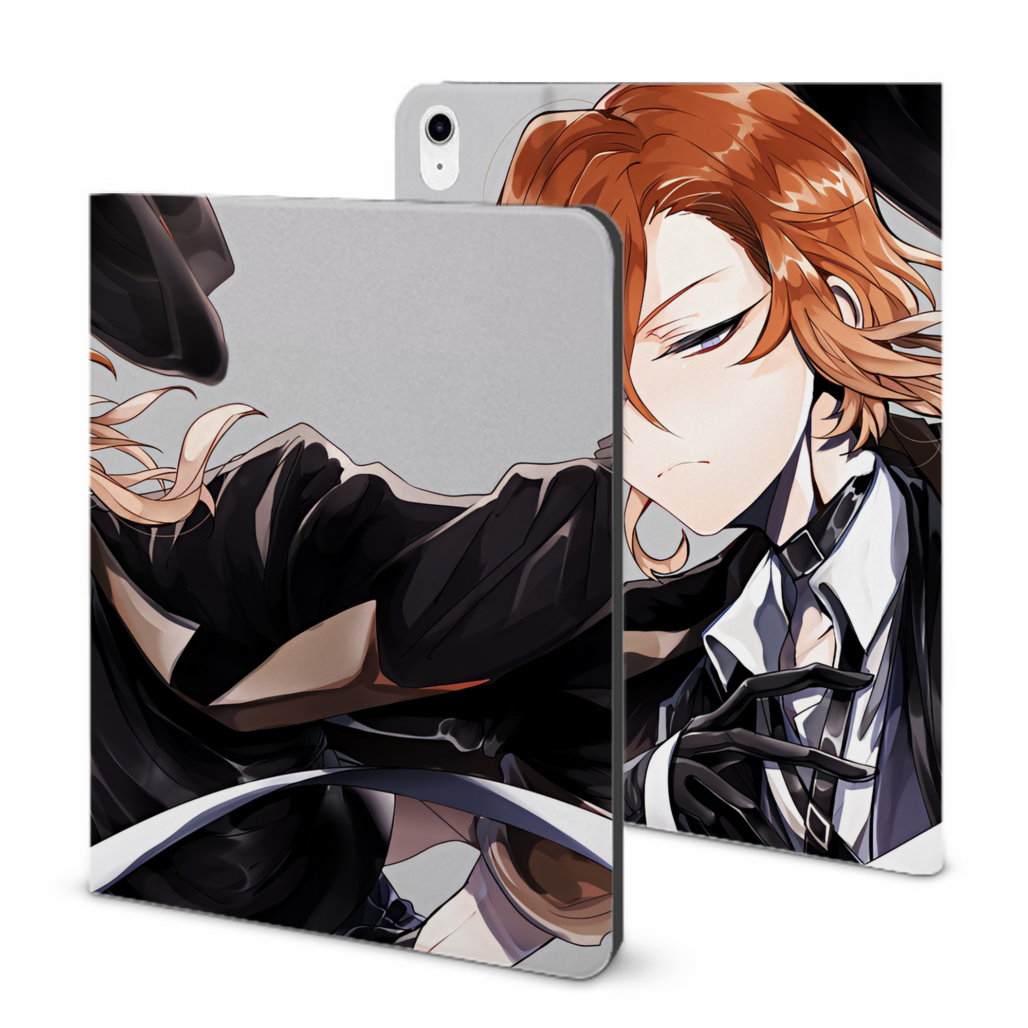 （画像用） 文豪ストレイドッグス Bungo Stray Dogs IPad ケース ブック型 PUレザー TPU 耐衝撃 軽量 薄型 ペン収納なし 全面保護 IPad 各モデル対応